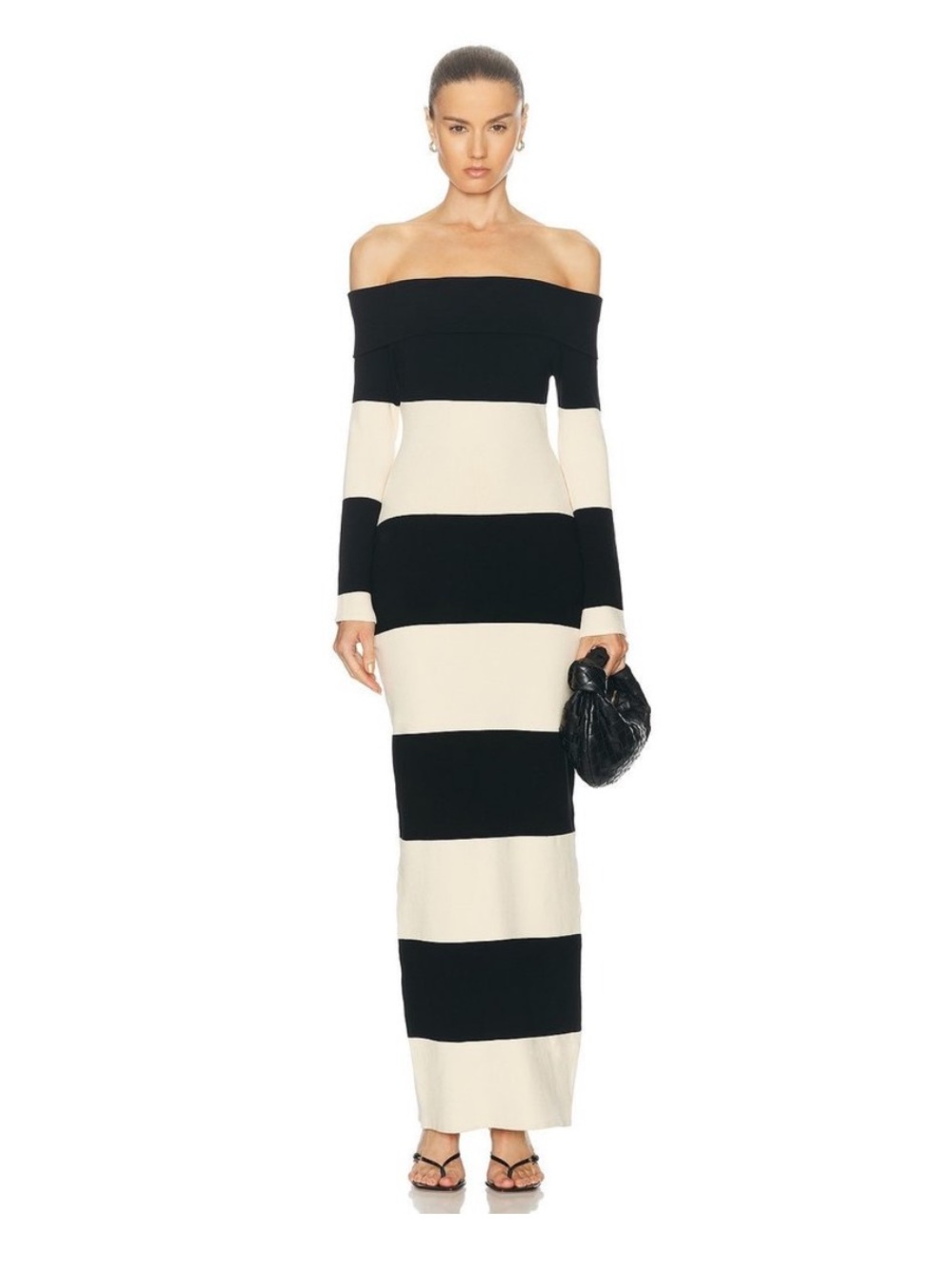 NWT Posse Theo Ots Off The Shoulder Dress in Cream & Black